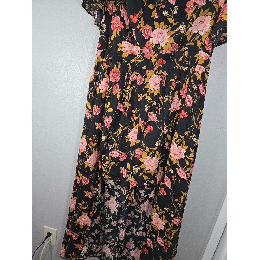 Torrid Walk Through Dress Romper Women Plus Size 20 Black Peach Floral V Neck BK - Picture 4 of 12